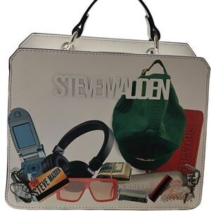 Steve Madden Bevelyn Chaos Satchel Crossbody Bag White NEW